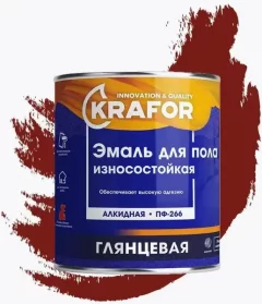 Эмаль Krafor ПФ-266 для пола (6кг, красно-коричневый) — фото 8