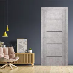 Дверь межкомнатная SMART Орион 70x200 (бетон/черное стекло) — фото 2
