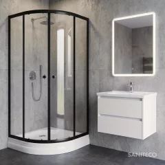 Душевой уголок Saniteco SNT-801 90х90 c поддоном (черный/прозрачное стекло) — фото 6